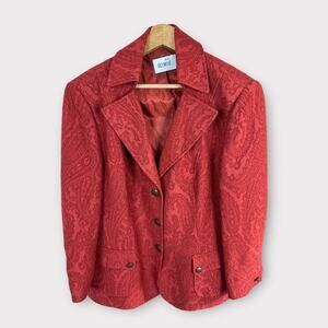 Delmod Womens size Small Jacquard Wool Blend Textured Button Front Blazer Jacket